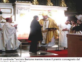 PREMIO INTERNAZIONALE DI BIOETICA AL CARDINALE TARCISIO BERTONE