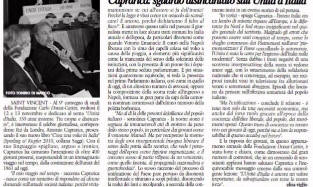 CAPRARICA: SGUARDO DISINCANTATO SULL’UNITA’ D’ITALIA- di VIGLIO Elisa
