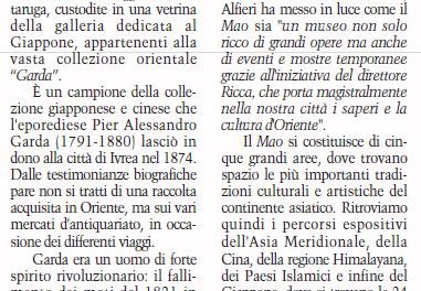 FINO AL 16 GENNAIO LE LACCHE DEL “GARDA” AL MAO TORINESE- di CIMMINO Noemi